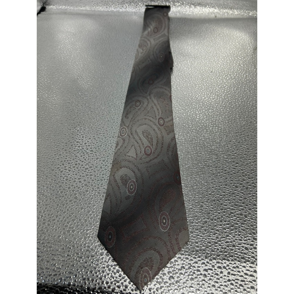 Brittany Bay Mens Paisley Necktie Grey Burgundy Pattern Formal‎ Business Tie